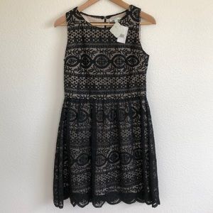 NWT Soprano Sleeveless Black Lace Overlay Dress